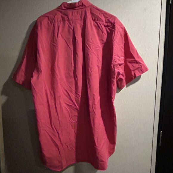 Ralph Lauren Mens Short Sleeve Button Down Blake Size Large 100% Cotton Pinkish - Picture 2 of 8